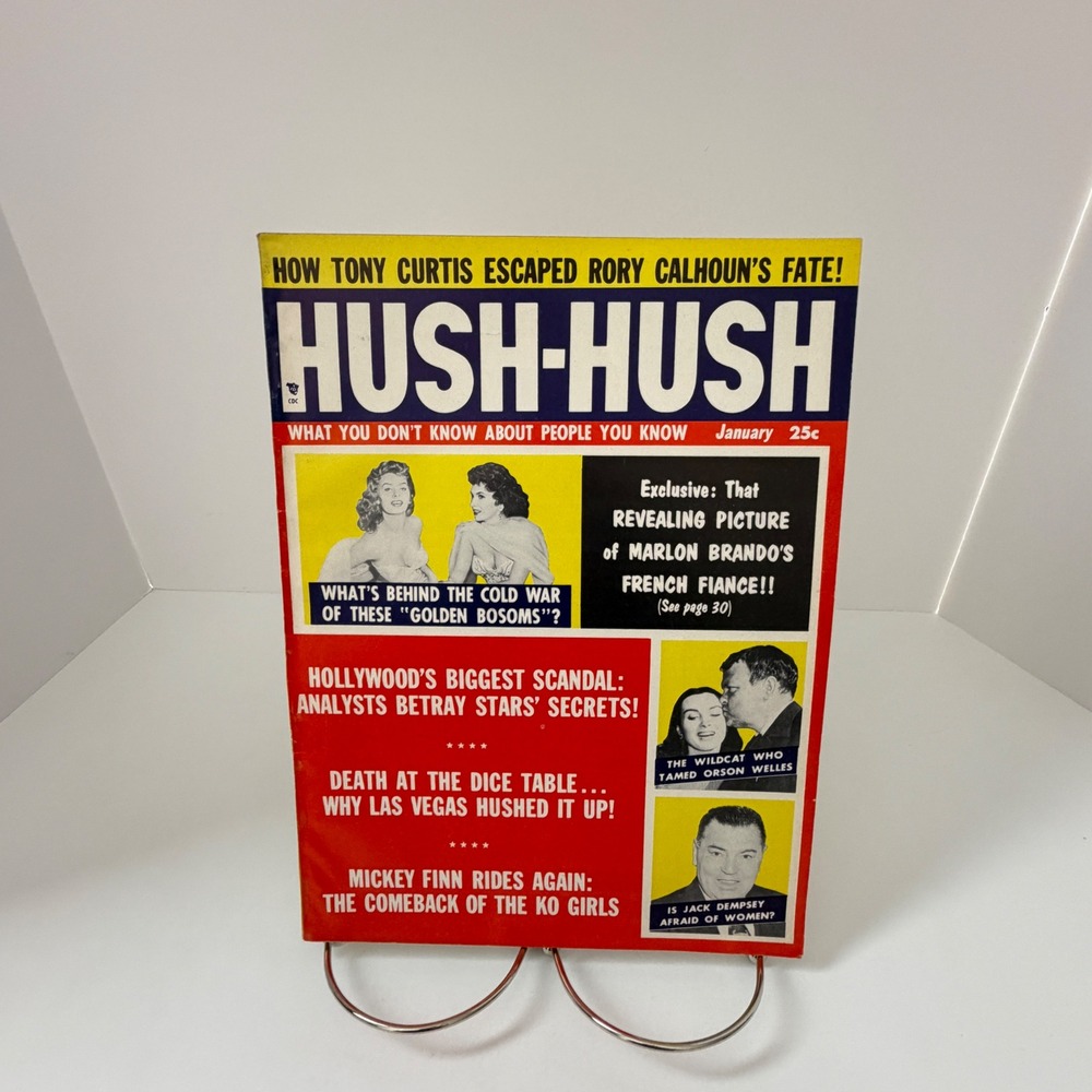 Hush-Hush Magazine Jan 1956 Tony Curtis Marlon Brando Jack Dempsey Vintage